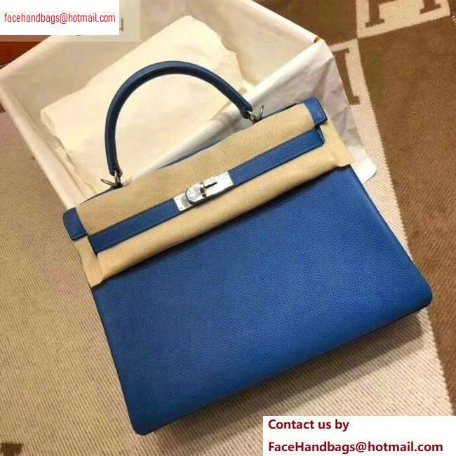 Hermes Kelly 28cm/32cm Bag In Original togo Leather With Gold/Silver Hardware cobalt blue