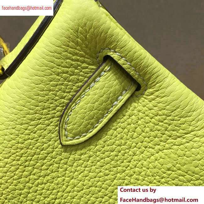Hermes Kelly 28cm/32cm Bag In Original togo Leather With Gold/Silver Hardware lemon yellow - Click Image to Close