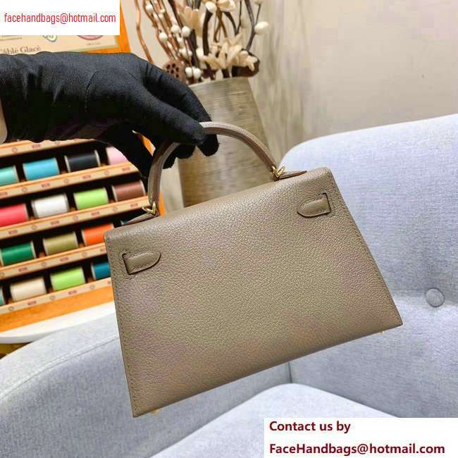 Hermes Mini Kelly II Bag in Original Chevre Leather Elephant Gray - Click Image to Close