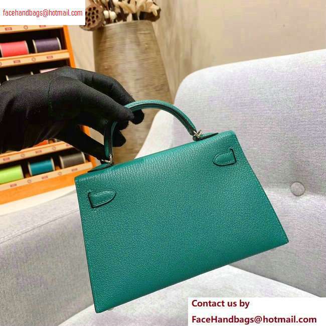 Hermes Mini Kelly II Bag in Original Chevre Leather Green