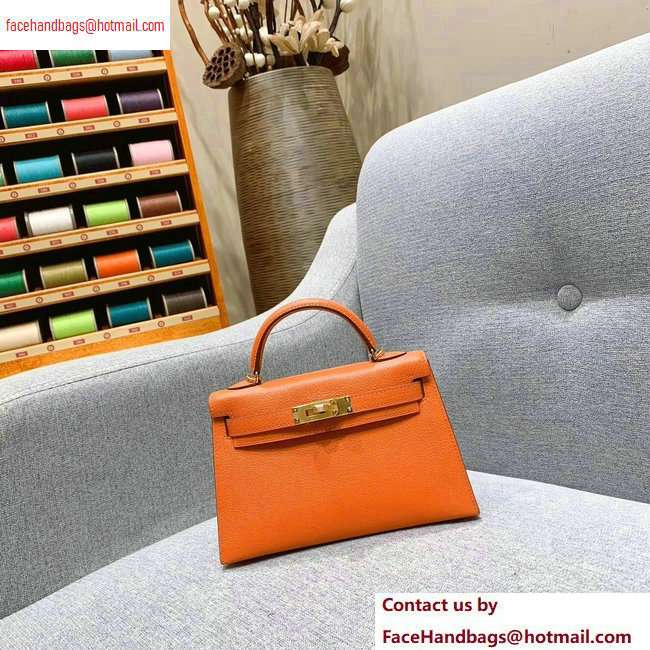 Hermes Mini Kelly II Bag in Original Chevre Leather Orange