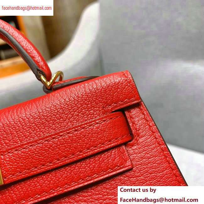 Hermes Mini Kelly II Bag in Original Chevre Leather Red