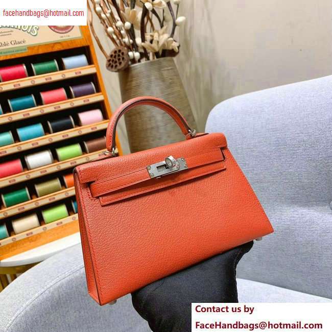 Hermes Mini Kelly II Bag in Original Chevre Leather Salmon Red - Click Image to Close