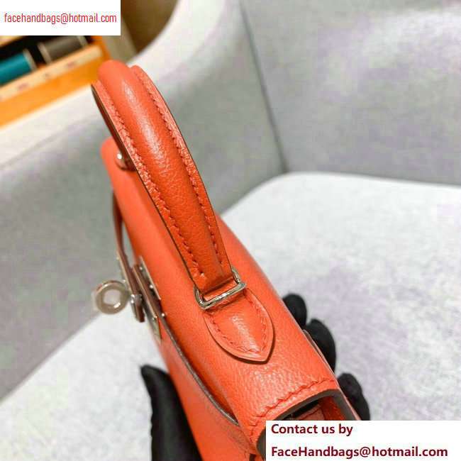 Hermes Mini Kelly II Bag in Original Chevre Leather Salmon Red