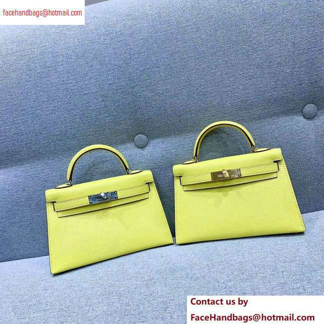 Hermes Mini Kelly II Bag in Original Chevre Leather Yellow
