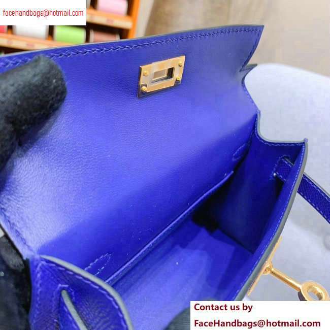 Hermes Mini Kelly II Bag in Original Epsom Leather Blue