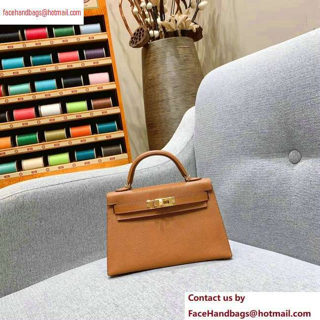 Hermes Mini Kelly II Bag in Original Epsom Leather Brown