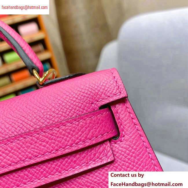 Hermes Mini Kelly II Bag in Original Epsom Leather Dark Pink
