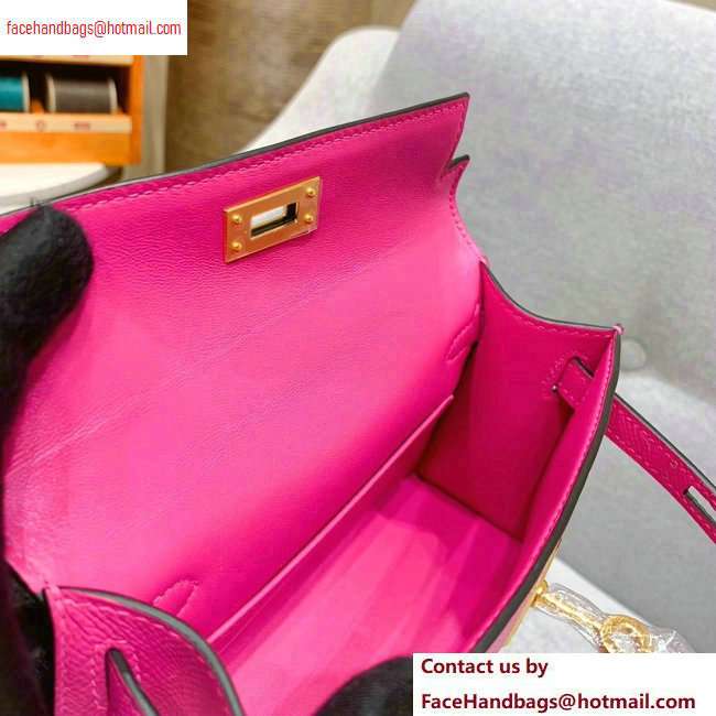 Hermes Mini Kelly II Bag in Original Epsom Leather Dark Pink