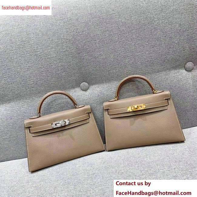 Hermes Mini Kelly II Bag in Original Epsom Leather Elephant Gray