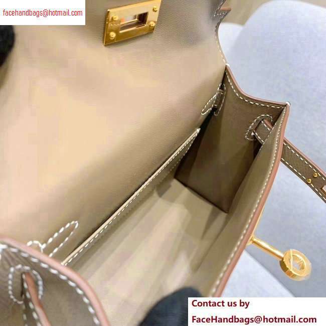 Hermes Mini Kelly II Bag in Original Epsom Leather Elephant Gray