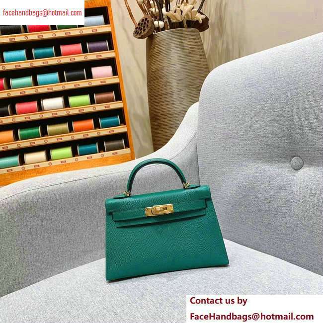 Hermes Mini Kelly II Bag in Original Epsom Leather Green