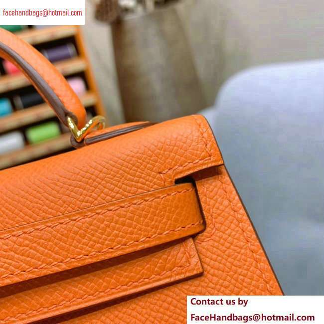 Hermes Mini Kelly II Bag in Original Epsom Leather Orange - Click Image to Close