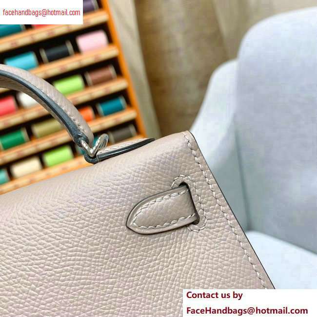 Hermes Mini Kelly II Bag in Original Epsom Leather Pale Gray - Click Image to Close