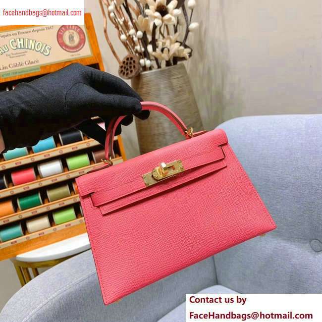 Hermes Mini Kelly II Bag in Original Epsom Leather Peach Red - Click Image to Close