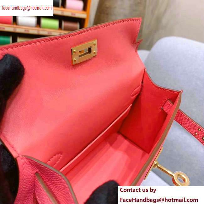 Hermes Mini Kelly II Bag in Original Epsom Leather Peach Red