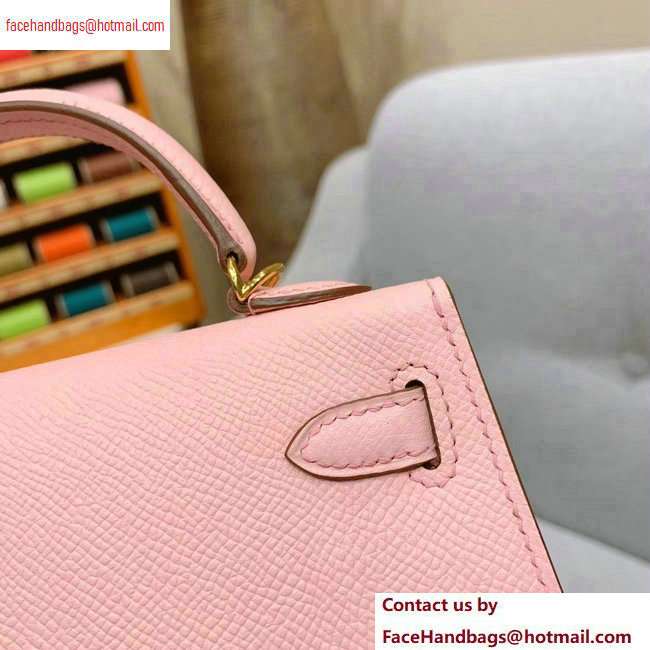 Hermes Mini Kelly II Bag in Original Epsom Leather Pink - Click Image to Close