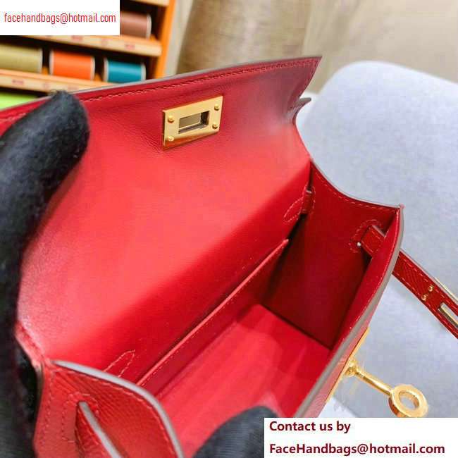 Hermes Mini Kelly II Bag in Original Epsom Leather Red