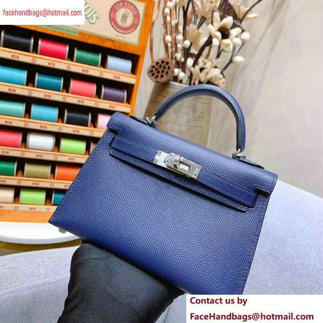 Hermes Mini Kelly II Bag in Original Epsom Leather Royal Blue - Click Image to Close