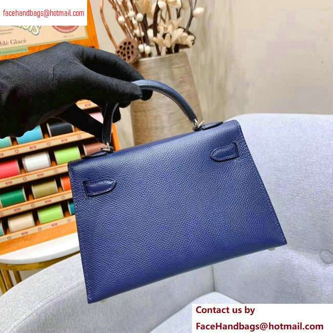 Hermes Mini Kelly II Bag in Original Epsom Leather Royal Blue - Click Image to Close