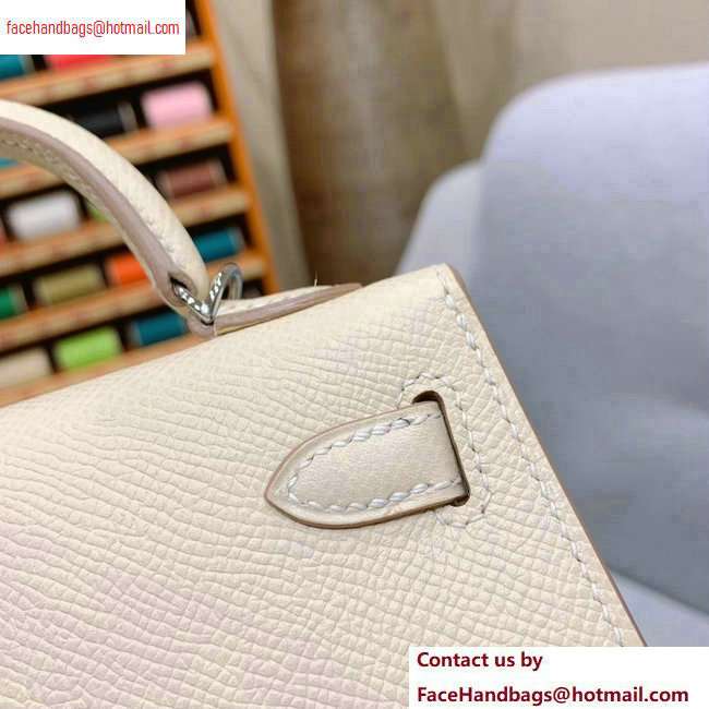 Hermes Mini Kelly II Bag in Original Epsom Leather White - Click Image to Close