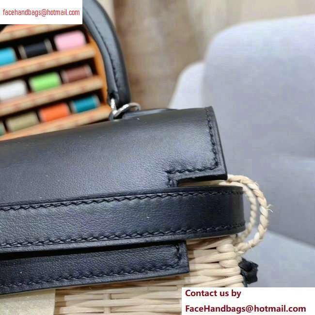 Hermes Mini Kelly Picnic Bag in Rattan Black - Click Image to Close