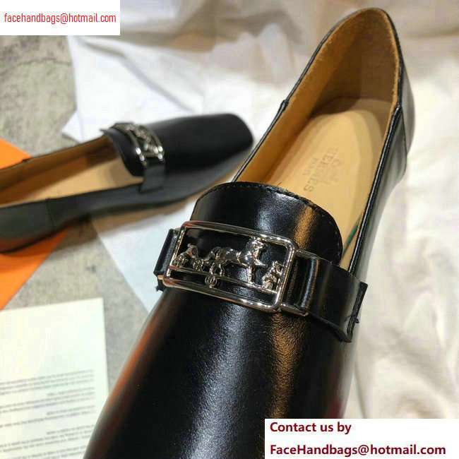 Hermes Openwork Hardware Time Loafers Black/Silver 2020 - Click Image to Close