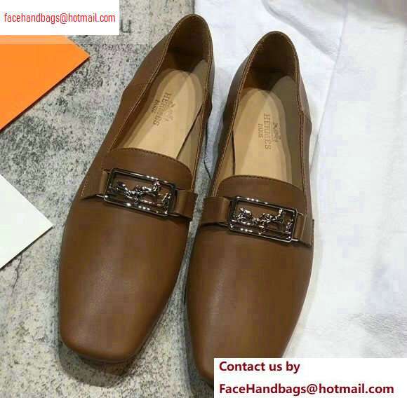 Hermes Openwork Hardware Time Loafers Brown 2020