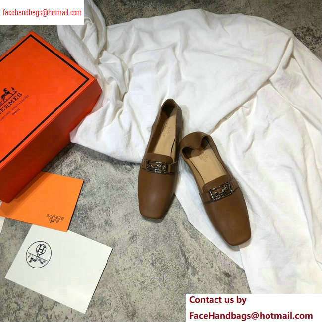 Hermes Openwork Hardware Time Loafers Brown 2020 - Click Image to Close
