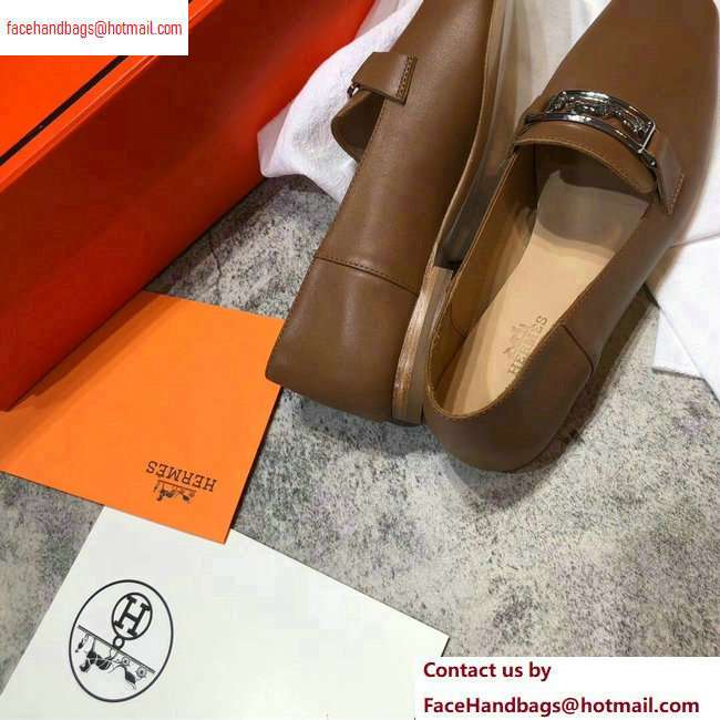 Hermes Openwork Hardware Time Loafers Brown 2020