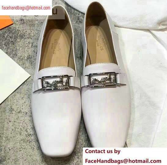 Hermes Openwork Hardware Time Loafers White 2020