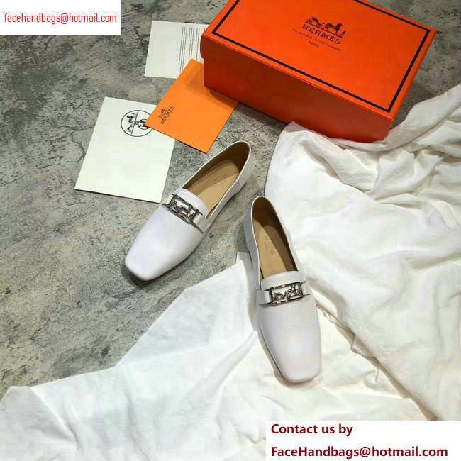 Hermes Openwork Hardware Time Loafers White 2020 - Click Image to Close