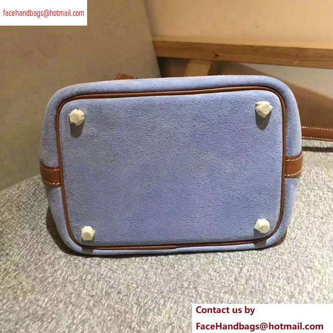 Hermes Picotin Lock 18 Bag blue/camel in suede leather