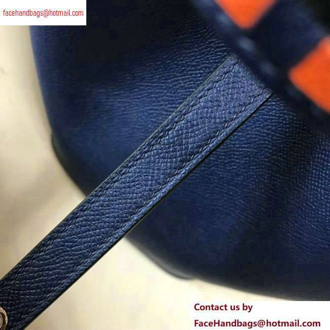 Hermes Picotin Lock 18 Bag with Braided Handles navy blue