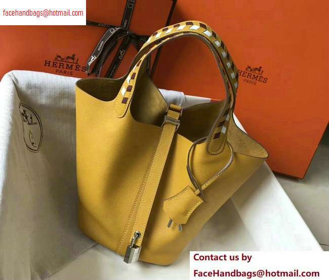 Hermes Picotin Lock 18 Bag with Braided Handles yellow