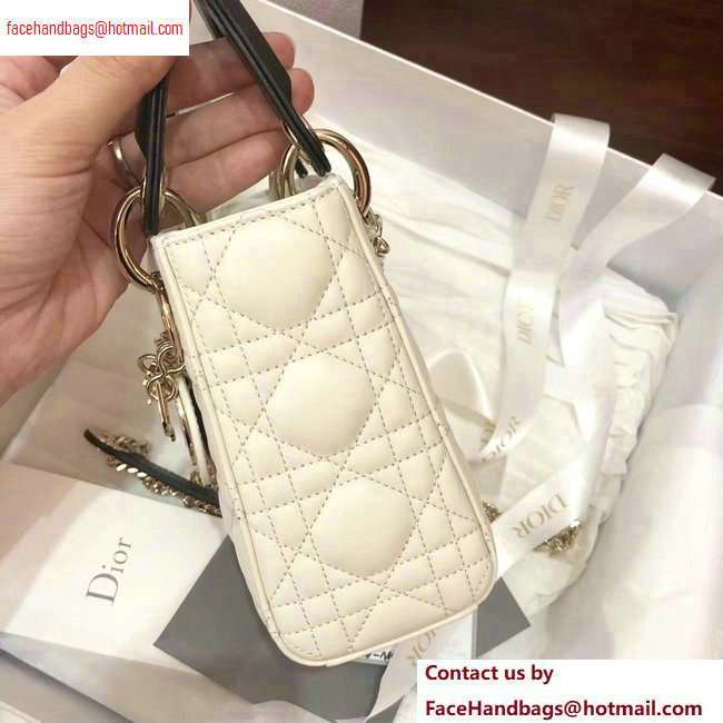 Lady Dior Mini Bag white with a red heart