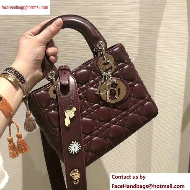 Lady Dior My ABCDior Bag in Cannage with Badges burgundy 2020