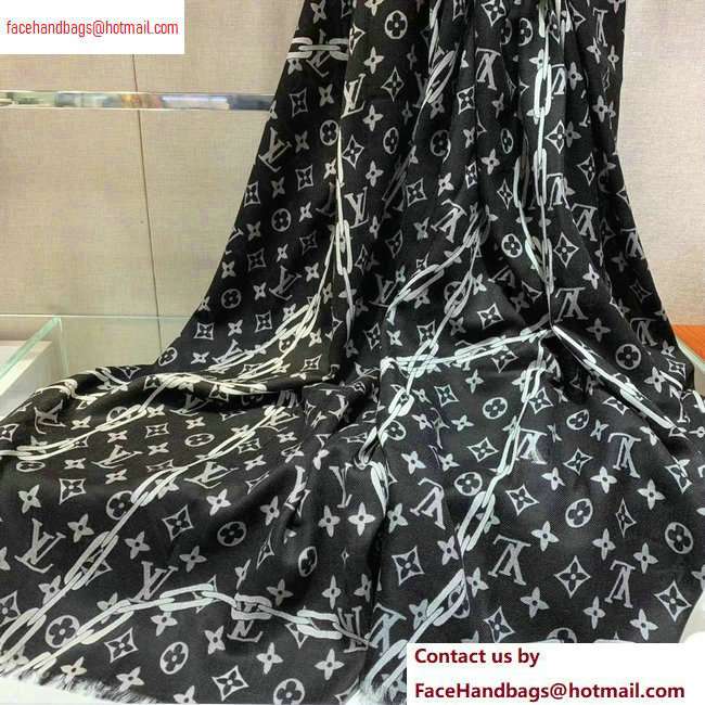 Louis Vuitton Chain Print Monogram Scarf 90x180cm Black 2020 - Click Image to Close