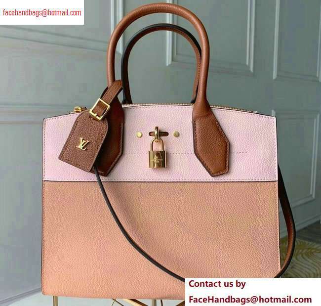Louis Vuitton City Steamer MM Tote Bag M53068 Pink/Beige/Tan - Click Image to Close