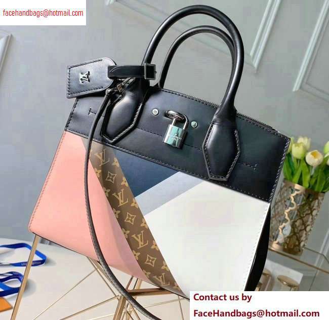 Louis Vuitton City Steamer MM Tote Bag M53802 Pink/White/Navy Blue - Click Image to Close