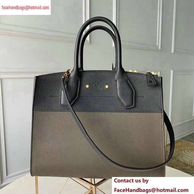 Louis Vuitton City Steamer MM Tote Bag M54312 Black/Kaki Green - Click Image to Close
