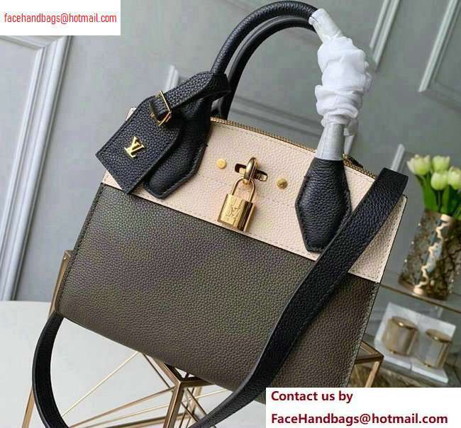 Louis Vuitton City Steamer Mini Tote Bag Black/Kaki Green Louis Vuitton City Steamer Mini Tote Bag Black/Kaki Green