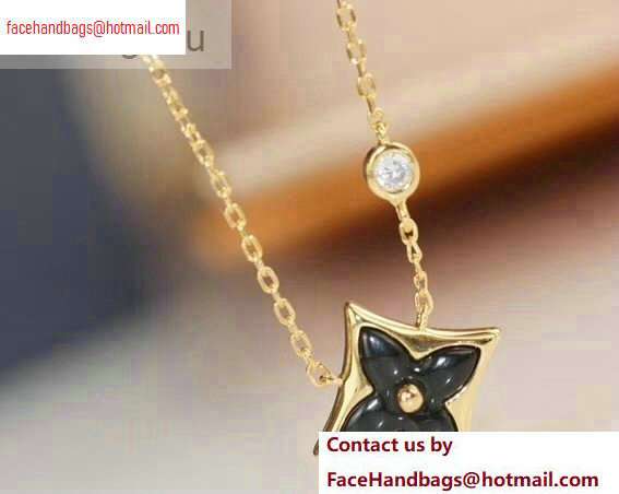 Louis Vuitton Color Blossom BB Star Pendant Necklace Black/Gold - Click Image to Close