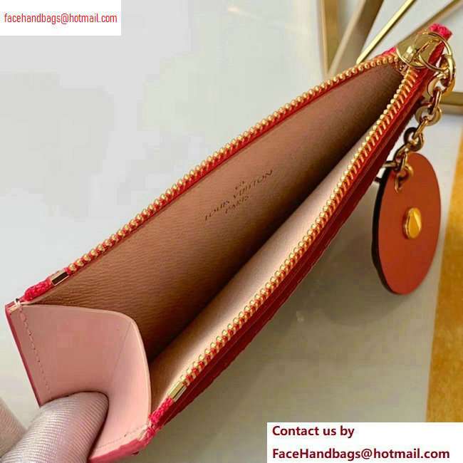 Louis Vuitton Flower Monogram Canvas Zipped Card Holder M67494 Hot Pink 2020 - Click Image to Close