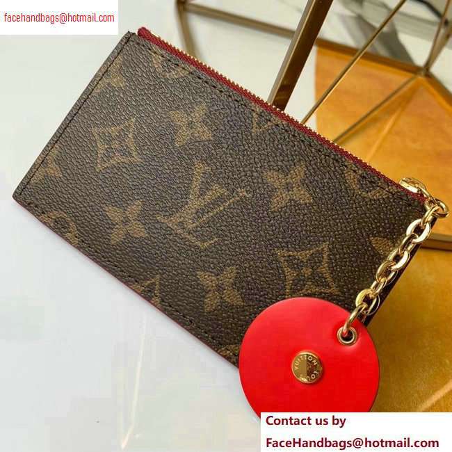 Louis Vuitton Flower Monogram Canvas Zipped Card Holder M67494 Red 2020