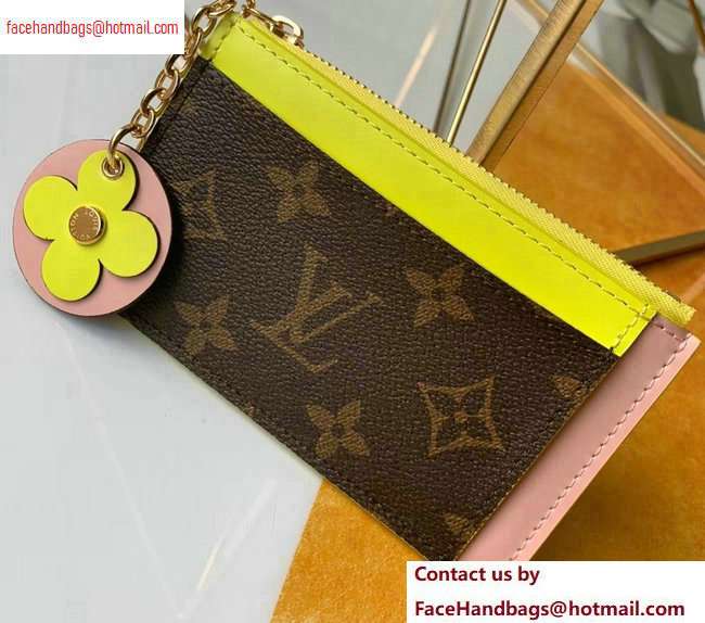 Louis Vuitton Flower Monogram Canvas Zipped Card Holder M67494 Yellow 2020