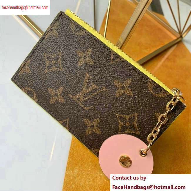 Louis Vuitton Flower Monogram Canvas Zipped Card Holder M67494 Yellow 2020