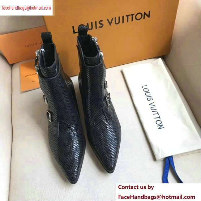 Louis Vuitton Jumble Flat Ankle Boots Python Pattern Black 2020