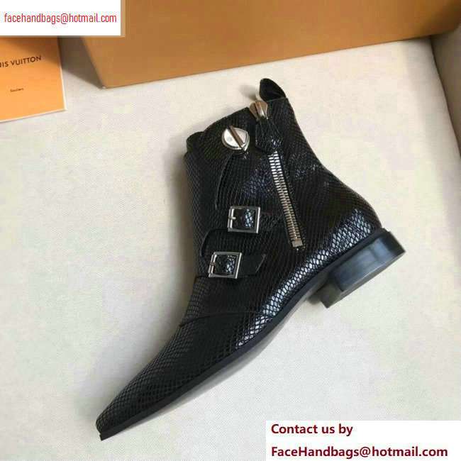 Louis Vuitton Jumble Flat Ankle Boots Python Pattern Black 2020
