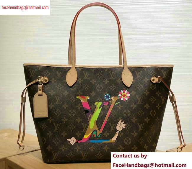 Louis Vuitton Logo Print Monogram Canvas Neverfull MM Tote Bag 2020